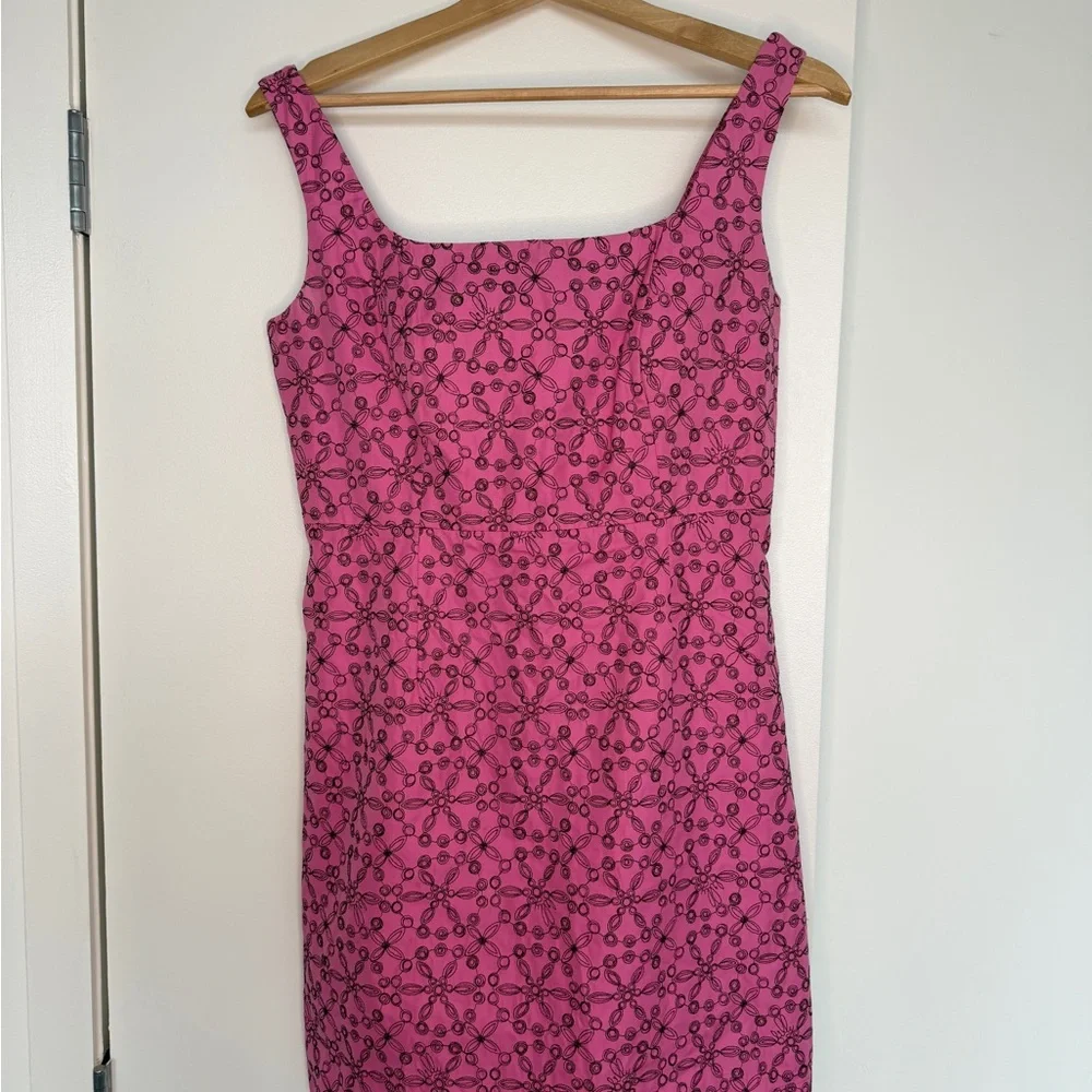 Vintage Lilly Pulitzer Pink Embroidered Sheath Dress Silk Blend 6 - Picture 7 of 10